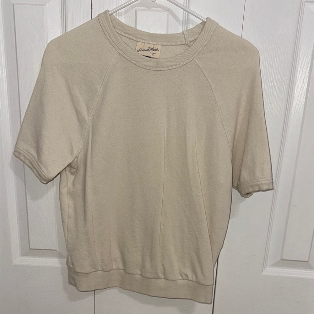 Cream Short Sleeve Sweatshirt